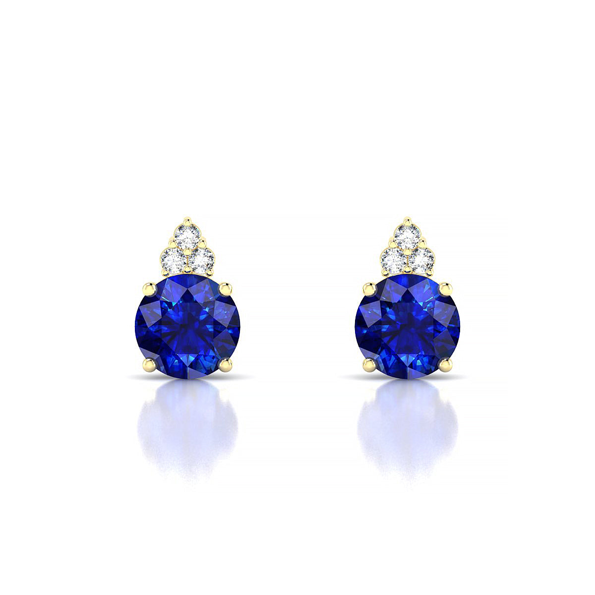 Mirage | 18k Yellow Gold 6 mm Round Sapphire Earrings