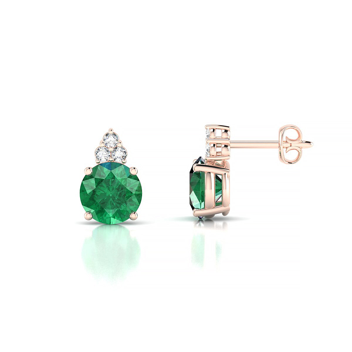 Mirage | 18k Rose Gold 6 mm Round Emerald Earrings
