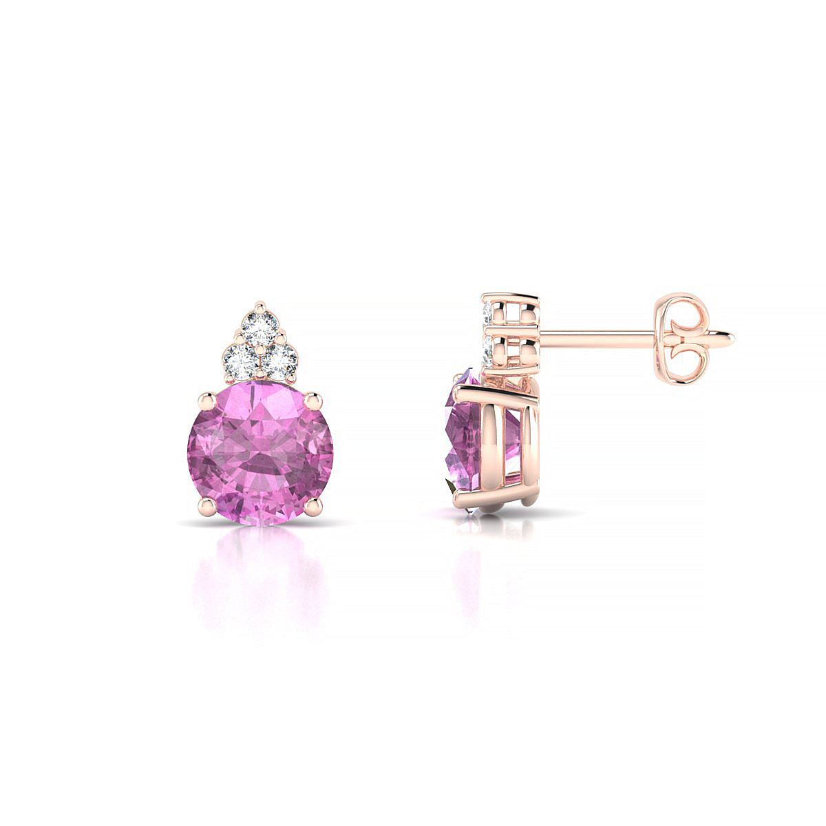 Mirage | 18k Rose Gold 6 mm Round Pink Sapphire Earrings