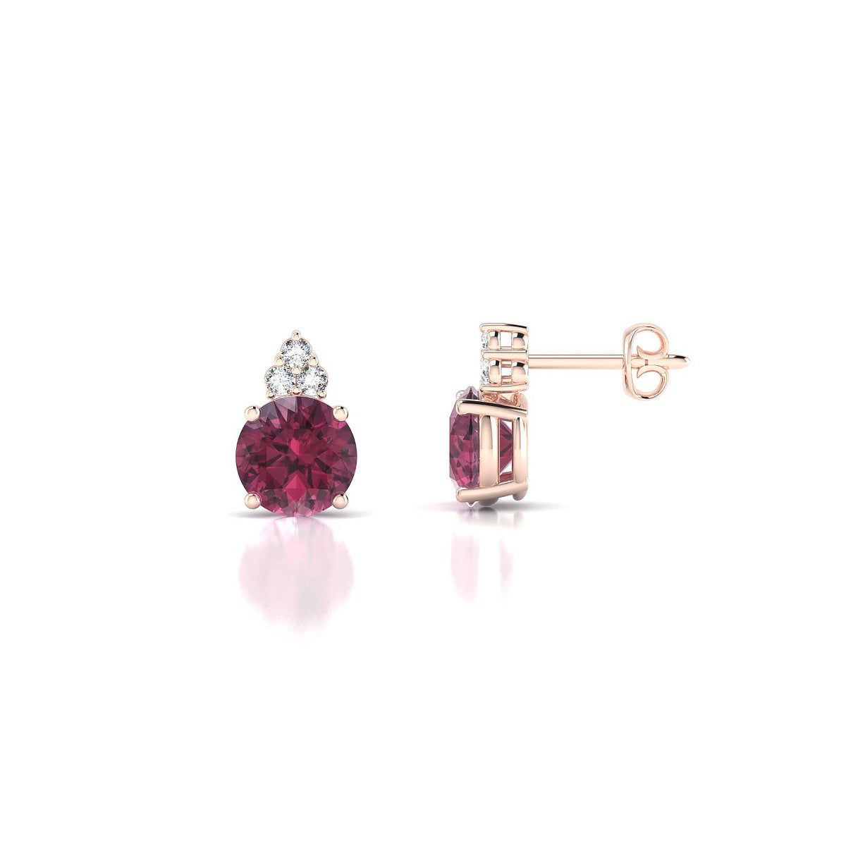 Mirage | 18k Rose Gold 6 mm Round Rhodolite Earrings