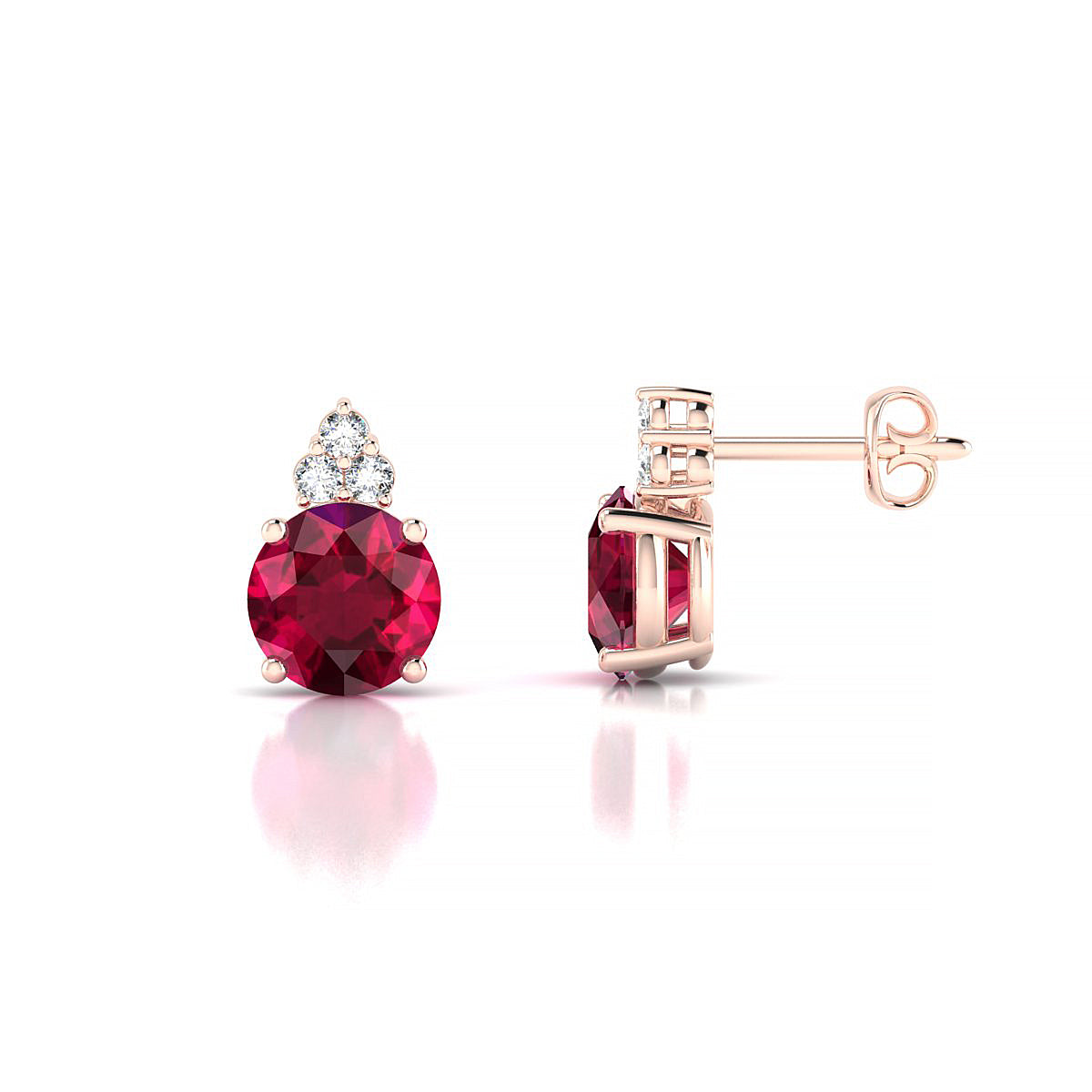 Mirage | 18k Rose Gold 6 mm Round Ruby Earrings
