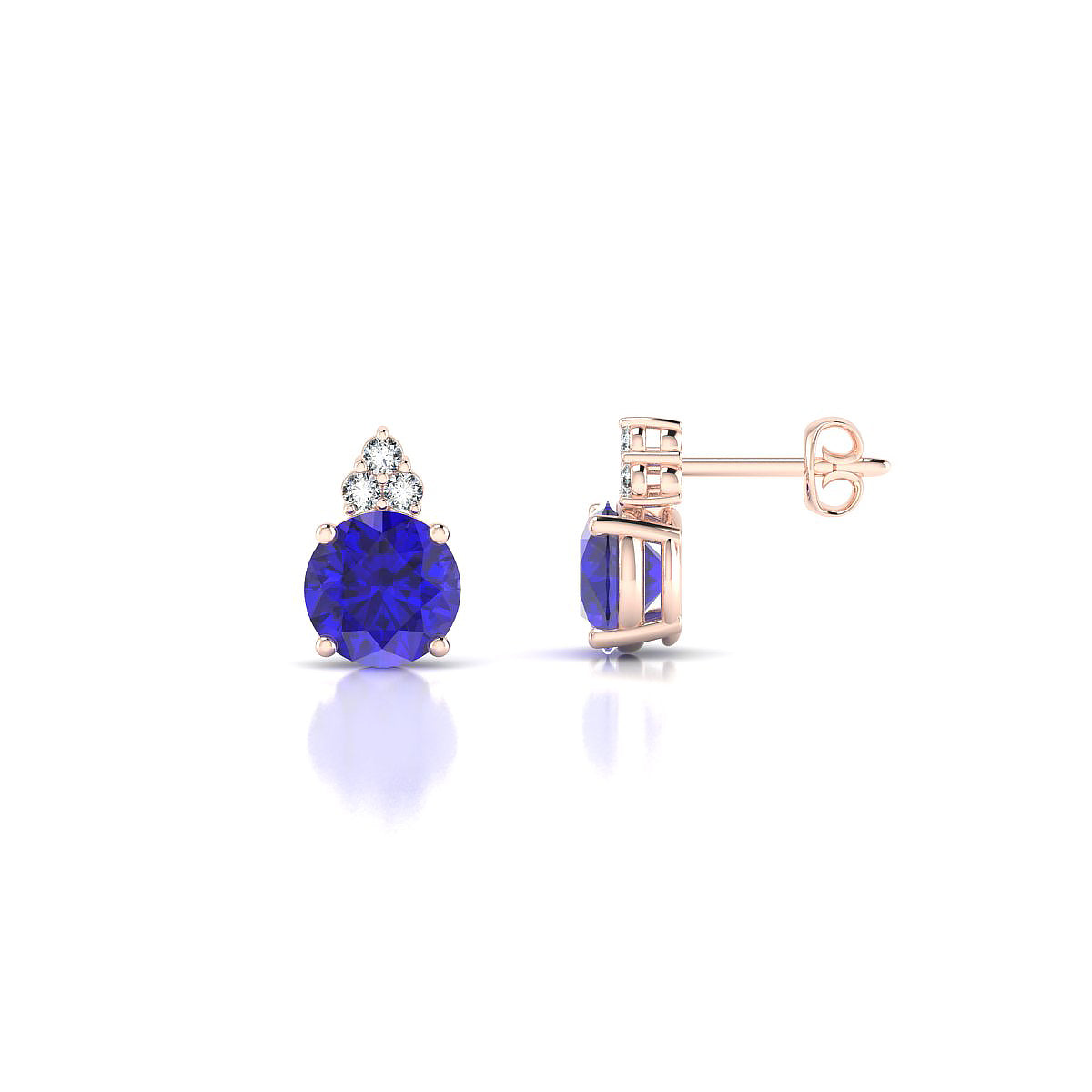 Mirage | 18k Rose Gold 6 mm Round Tanzanite Earrings