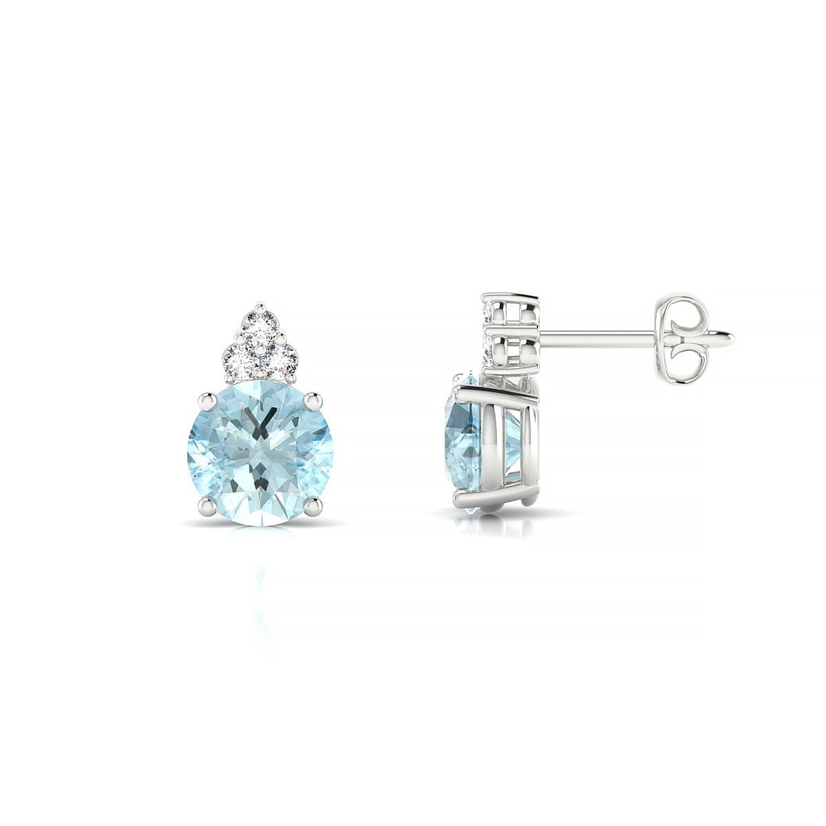 Mirage | 18k White Gold 6 mm Round Aquamarine Earrings