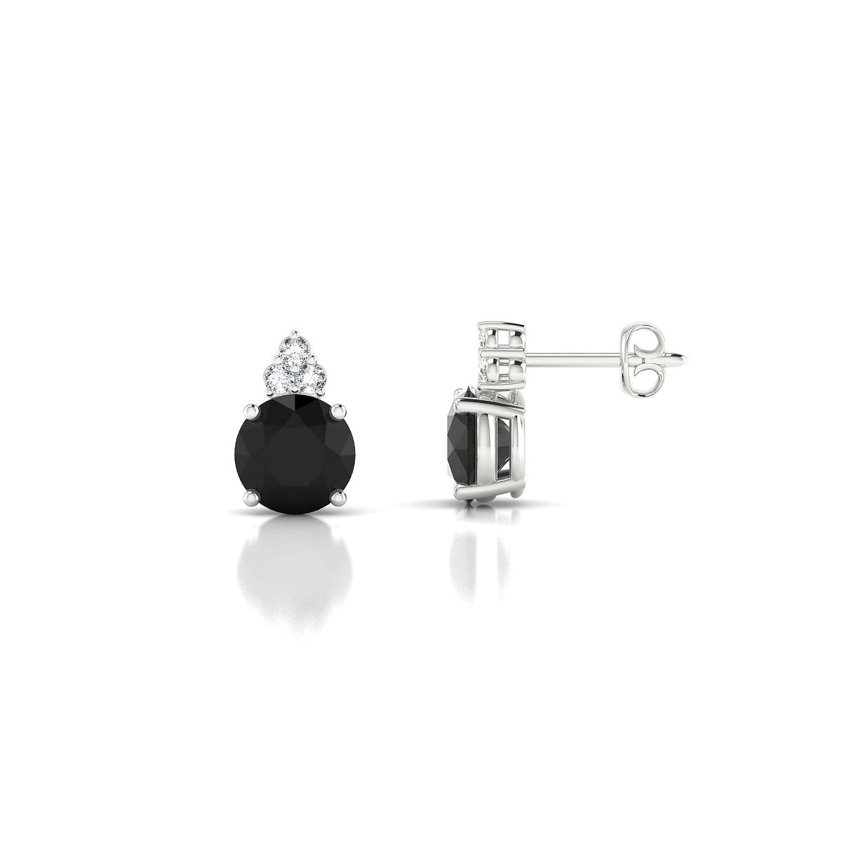 Mirage | 18k White Gold 6 mm Round Black Diamond Earrings