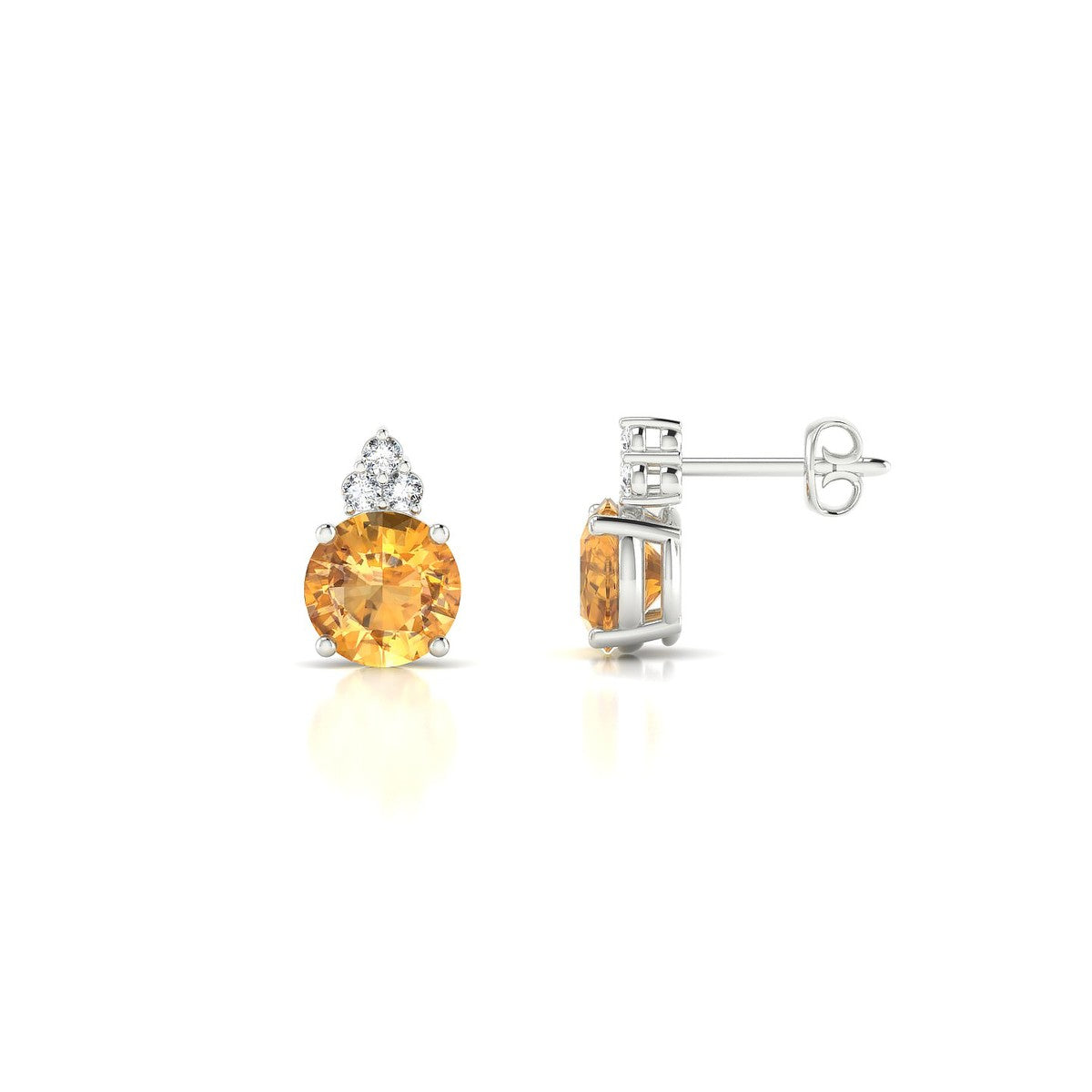 Mirage | 18k White Gold 6 mm Round Citrine Earrings