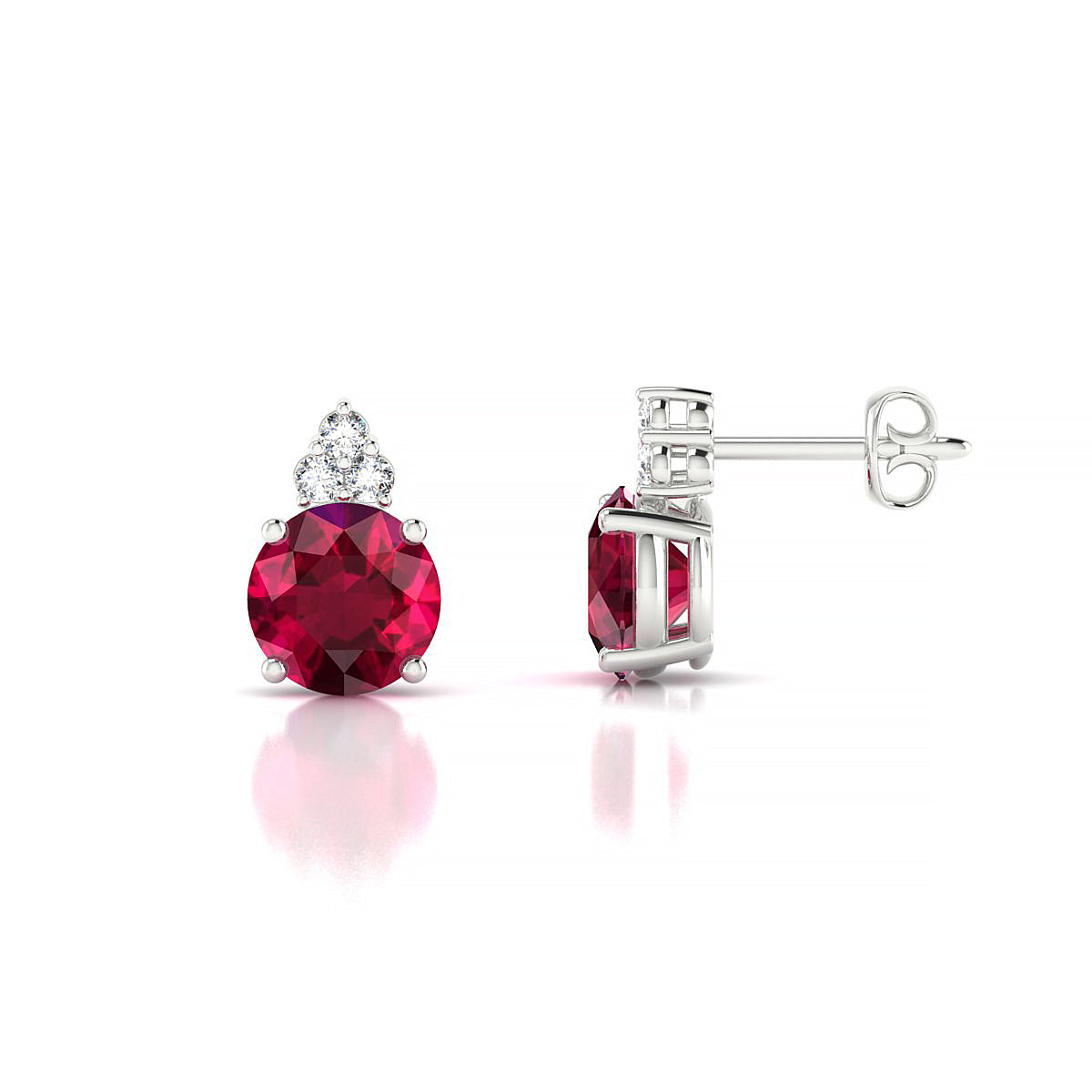 Mirage | 18k White Gold 6 mm Round Ruby Earrings