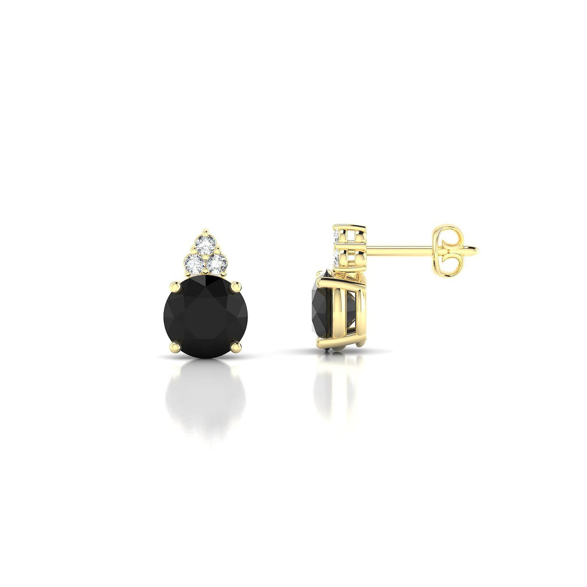 Mirage | 18k Yellow Gold 6 mm Round Black Diamond Earrings