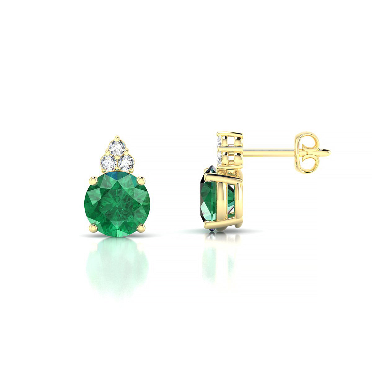 Mirage | 18k Yellow Gold 6 mm Round Emerald Earrings