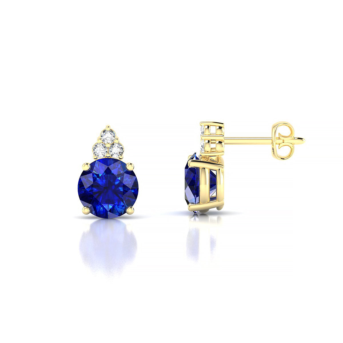 Mirage | 18k Yellow Gold 6 mm Round Sapphire Earrings