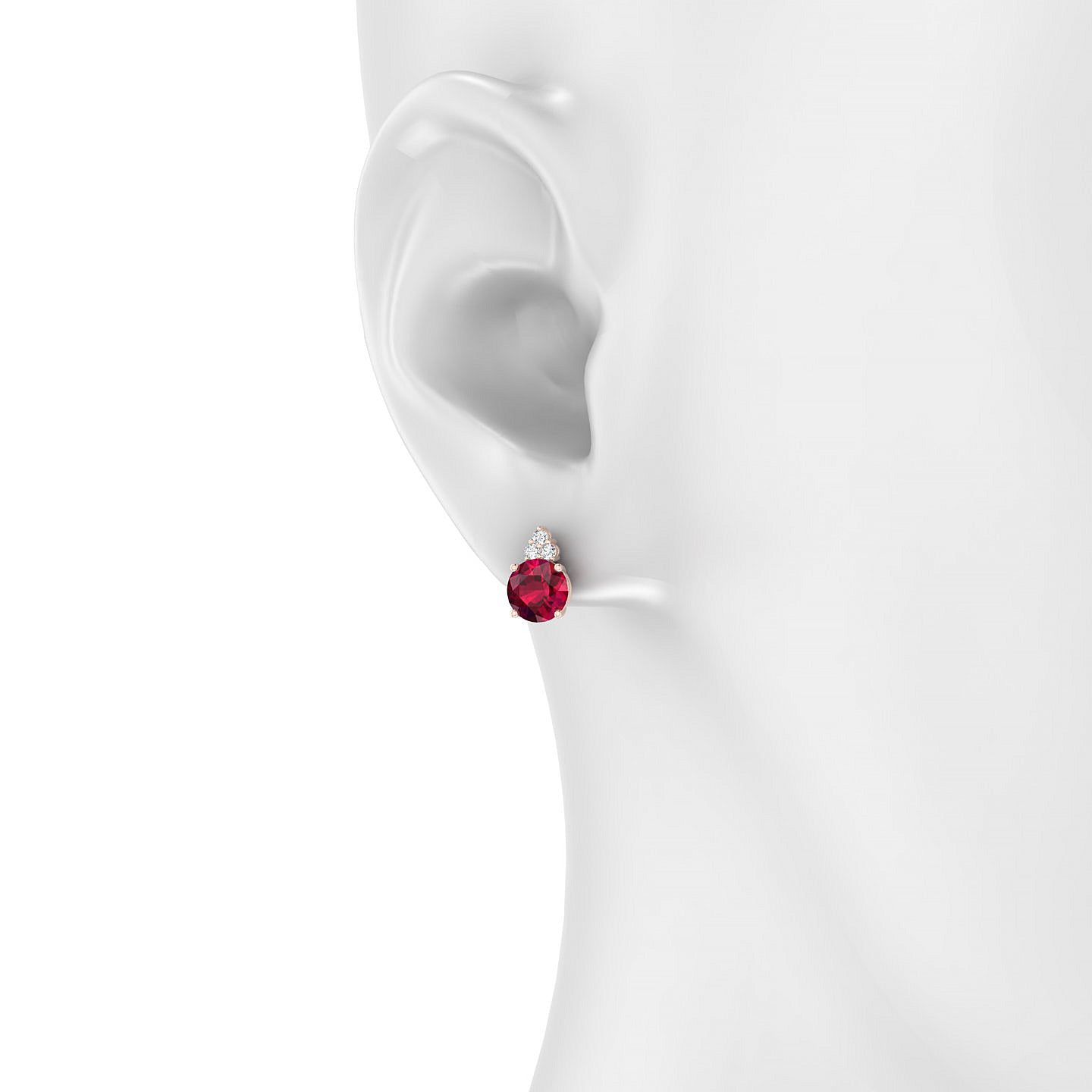 Mirage | 18k Rose Gold 6 mm Round Ruby Earrings