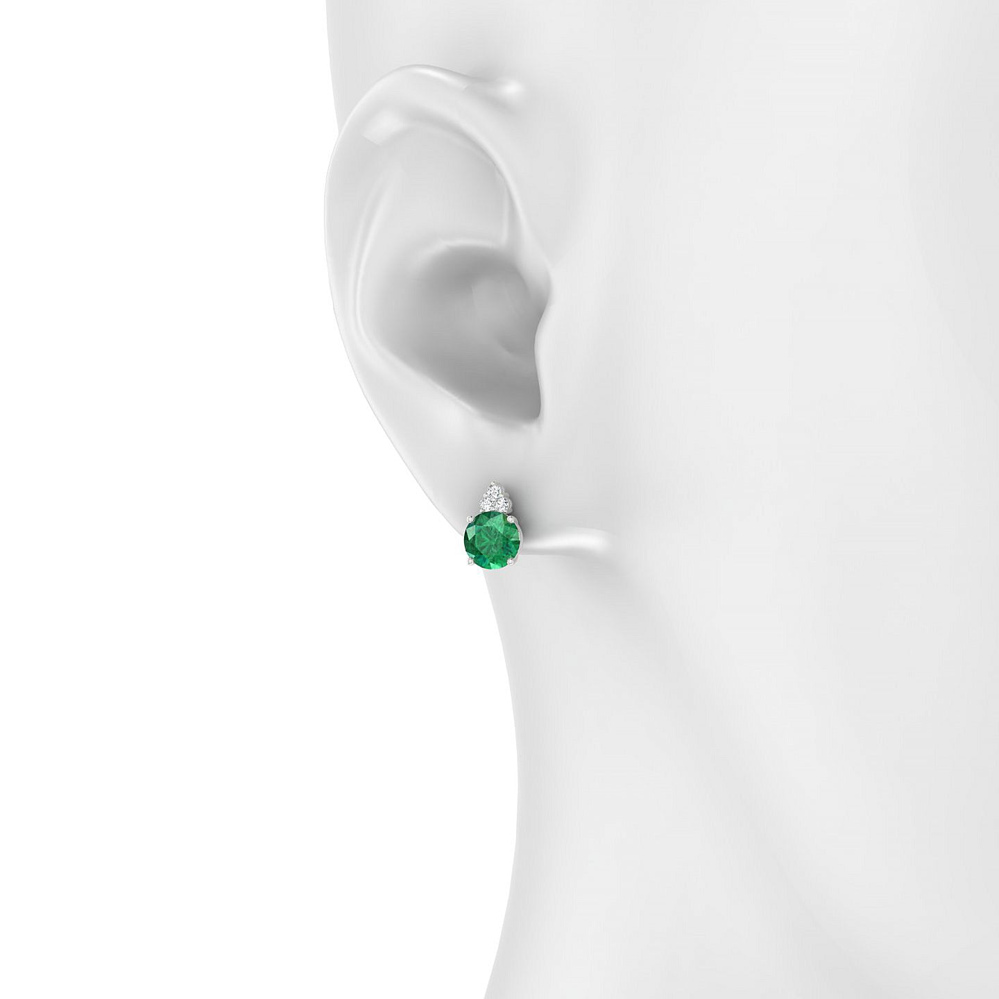 Mirage | 18k White Gold 6 mm Round Emerald Earrings