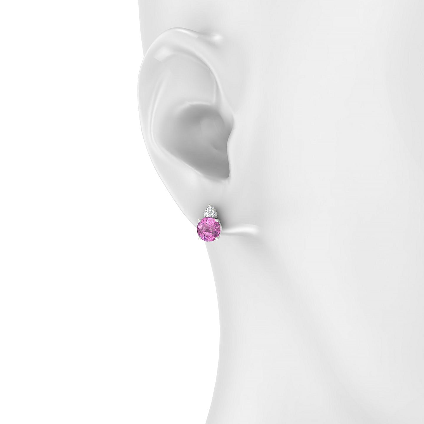 Mirage | 18k White Gold 6 mm Round Pink Sapphire Earrings