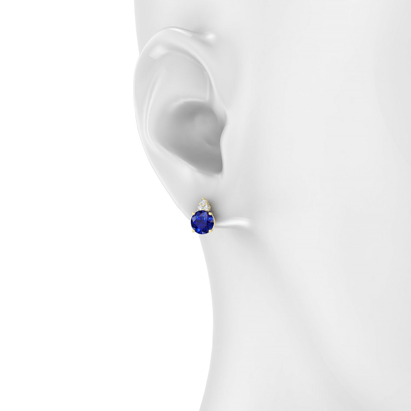 Mirage | 18k Yellow Gold 6 mm Round Sapphire Earrings