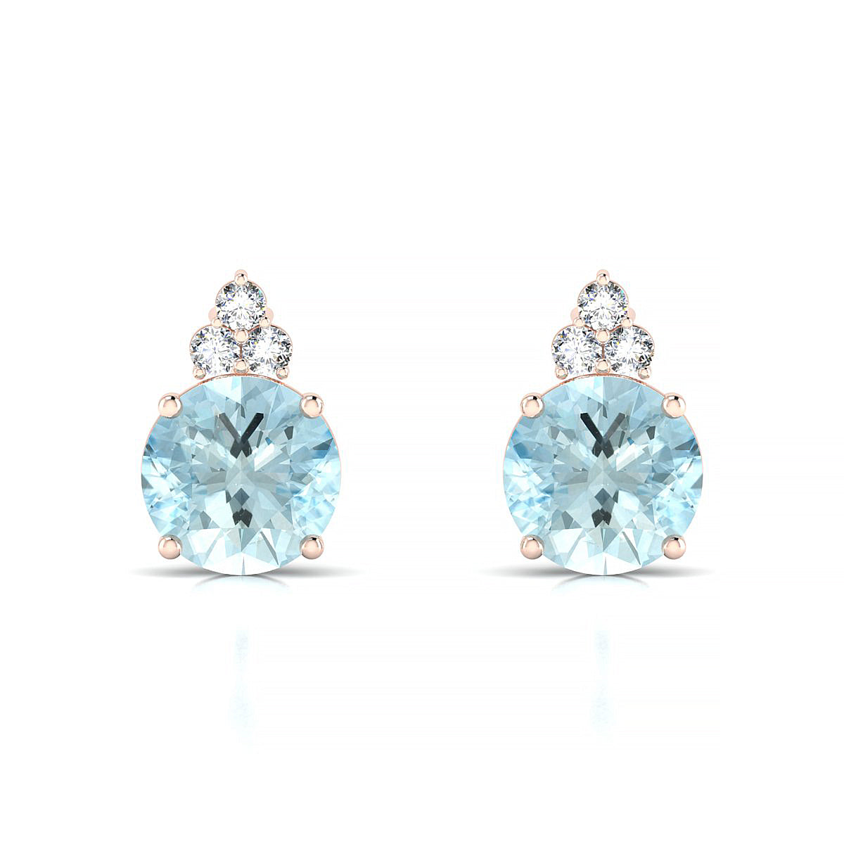 Mirage | 18k Rose Gold 8 mm Round Aquamarine Earrings