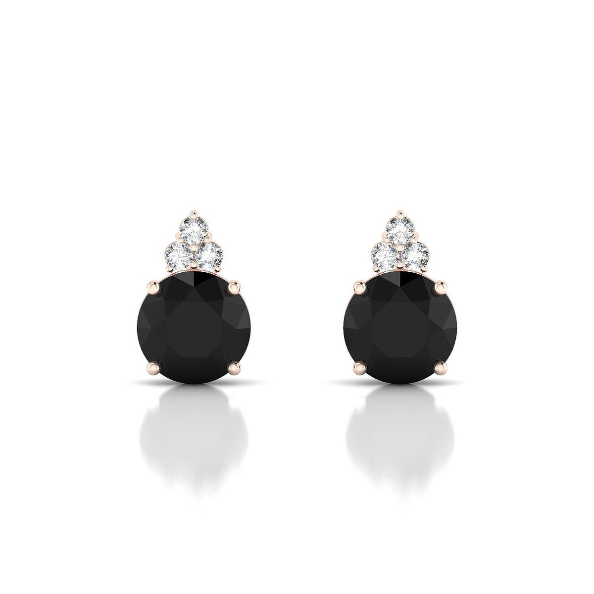Mirage | 18k Rose Gold 8 mm Round Black Diamond Earrings