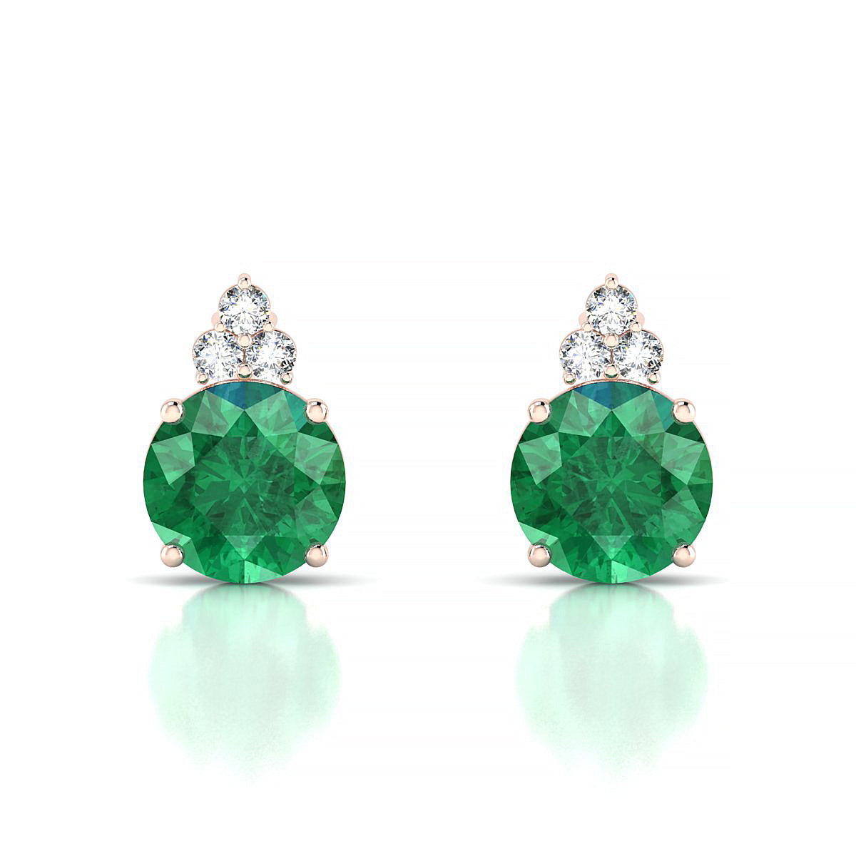 Mirage | 18k Rose Gold 8 mm Round Emerald Earrings