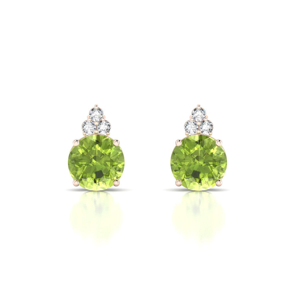 Mirage | 18k Rose Gold 8 mm Round Peridot Earrings