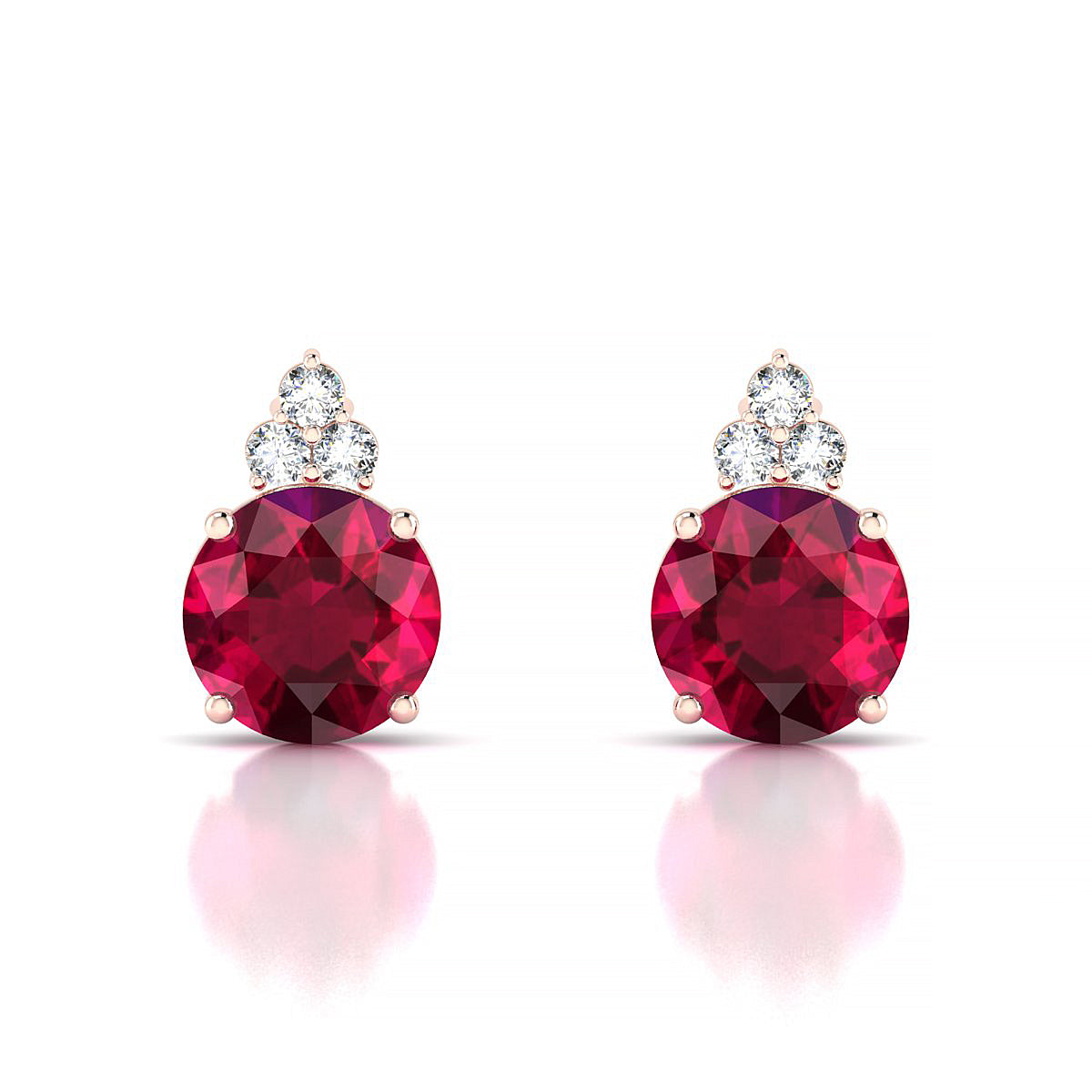 Mirage | 18k Rose Gold 8 mm Round Ruby Earrings