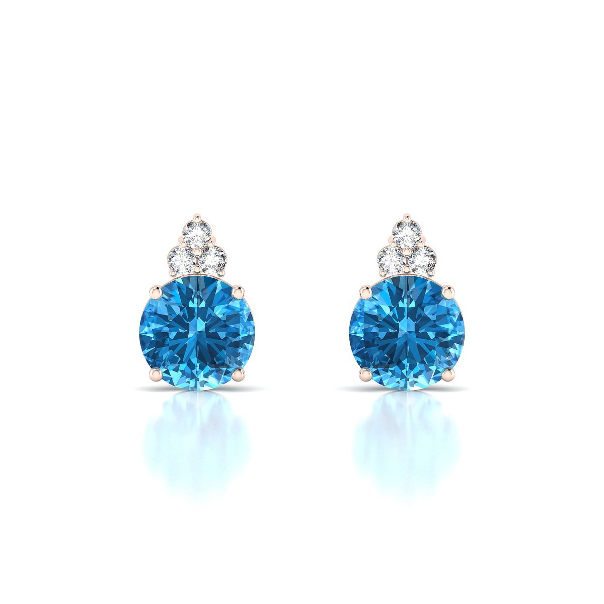 Mirage | 18k Rose Gold 8 mm Round Topaz Earrings