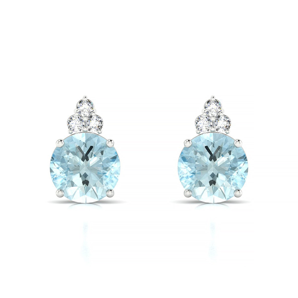 Mirage | 18k White Gold 8 mm Round Aquamarine Earrings