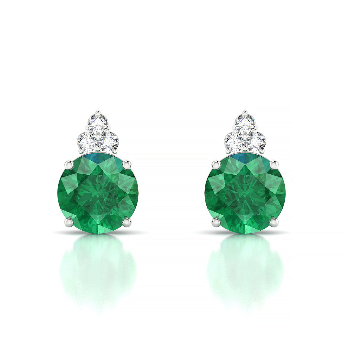Mirage | 18k White Gold 8 mm Round Emerald Earrings
