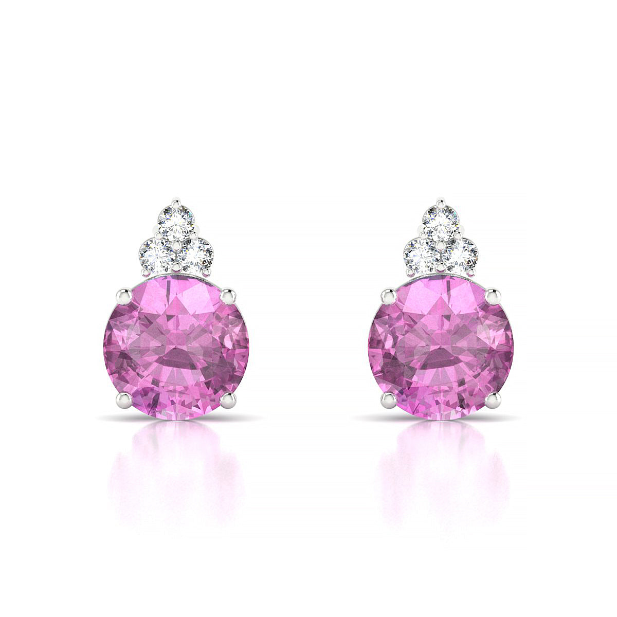 Mirage | 18k White Gold 8 mm Round Pink Sapphire Earrings