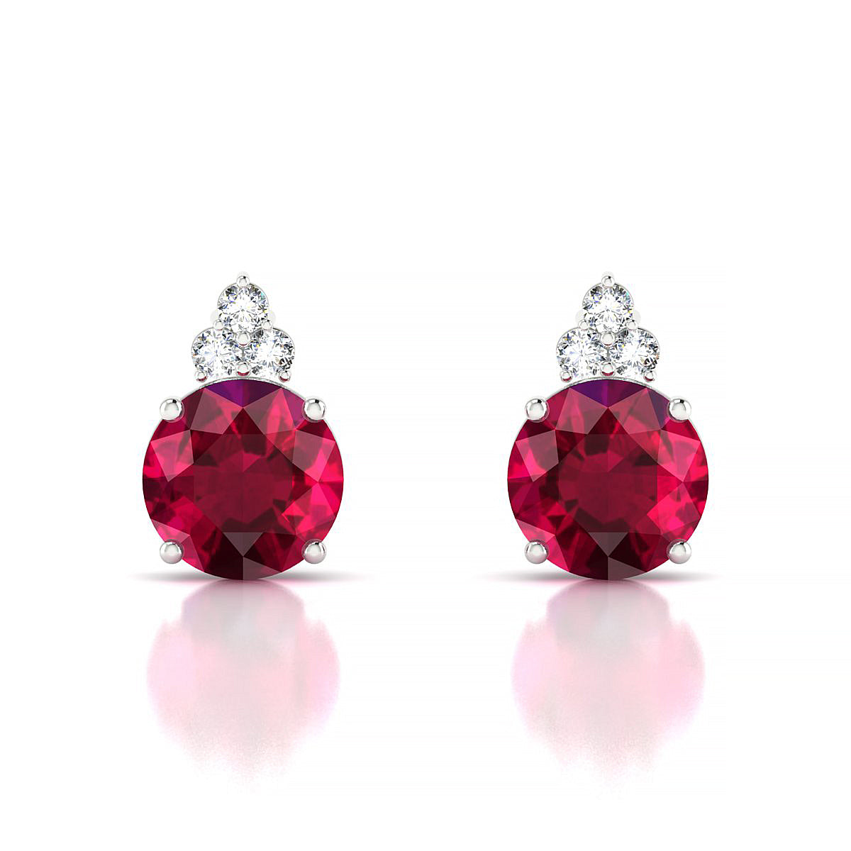 Mirage | 18k White Gold 8 mm Round Ruby Earrings