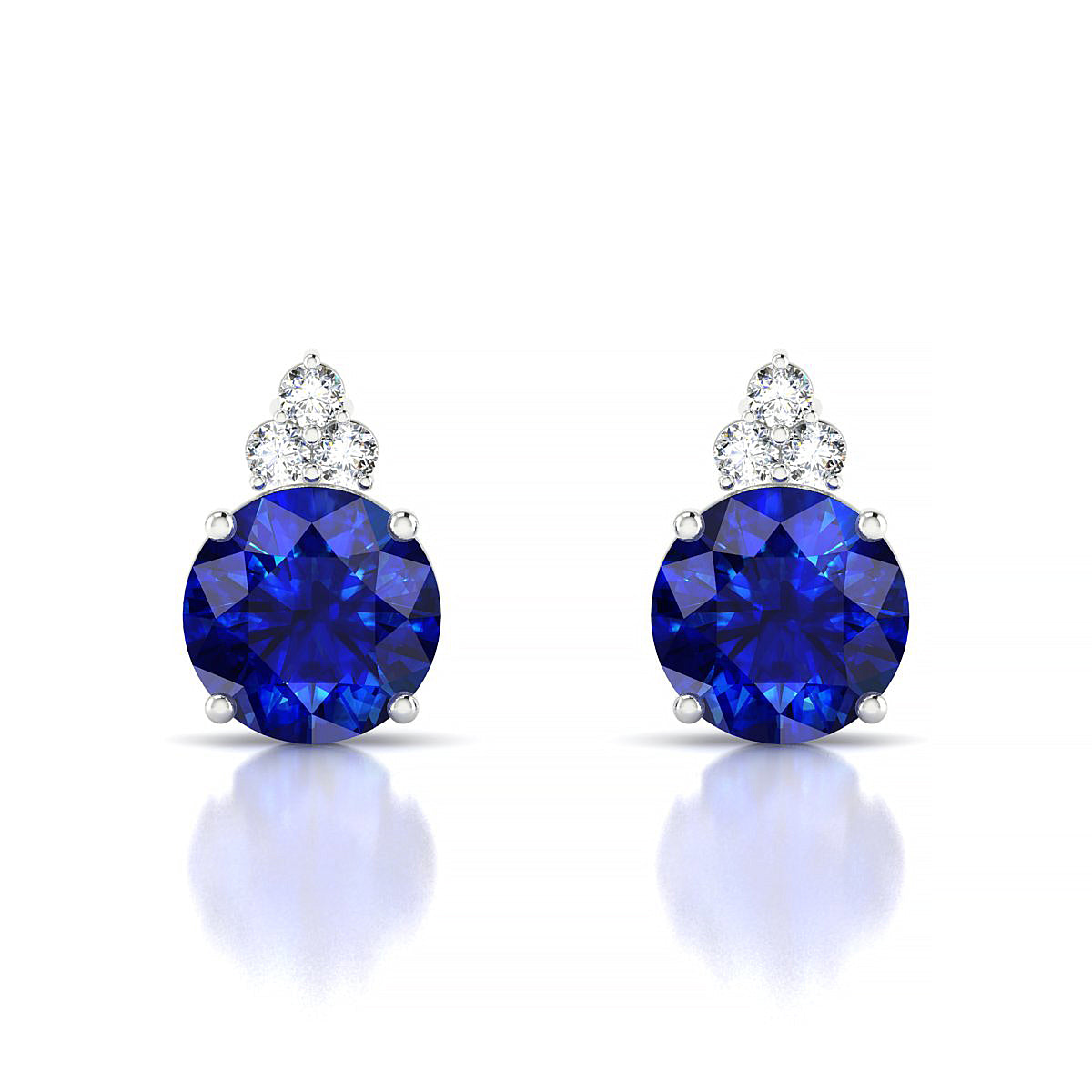 Mirage | 18k White Gold 8 mm Round Sapphire Earrings