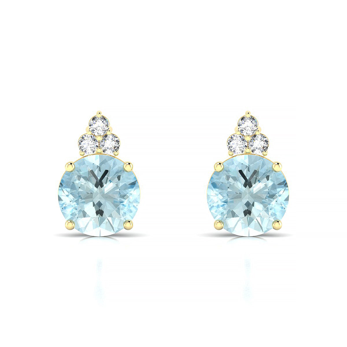 Mirage | 18k Yellow Gold 8 mm Round Aquamarine Earrings
