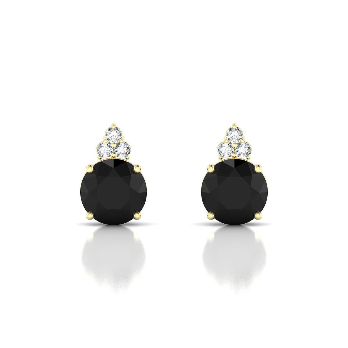 Mirage | 18k Yellow Gold 8 mm Round Black Diamond Earrings