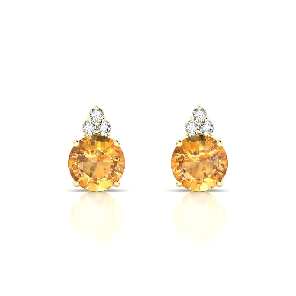 Mirage | 18k Yellow Gold 8 mm Round Citrine Earrings