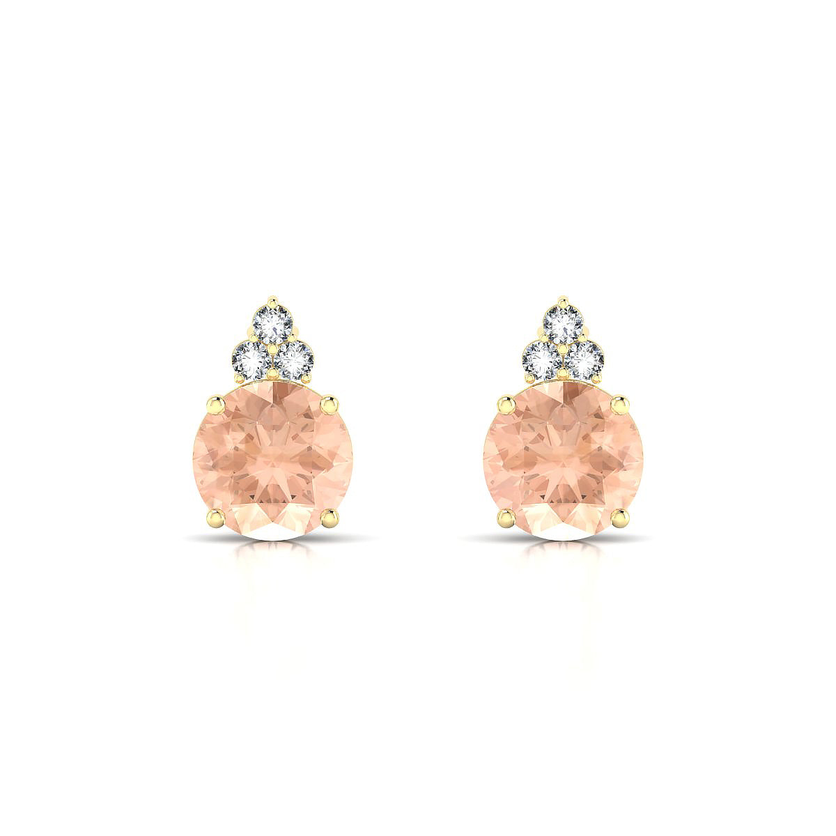 Mirage | 18k Yellow Gold 8 mm Round Morganite Earrings
