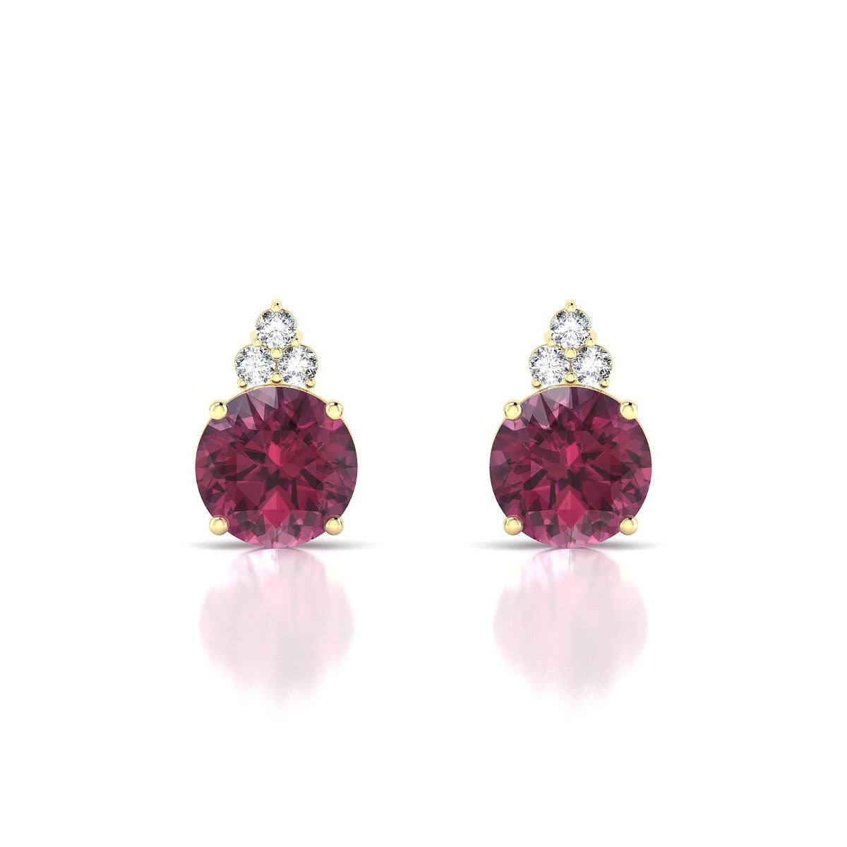 Mirage | 18k Yellow Gold 8 mm Round Rhodolite Earrings