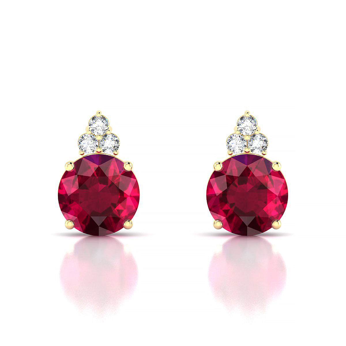 Mirage | 18k Yellow Gold 8 mm Round Ruby Earrings