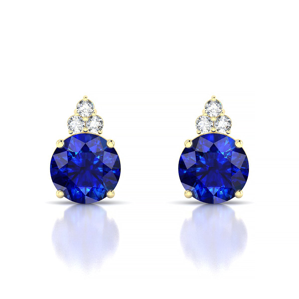 Mirage | 18k Yellow Gold 8 mm Round Sapphire Earrings