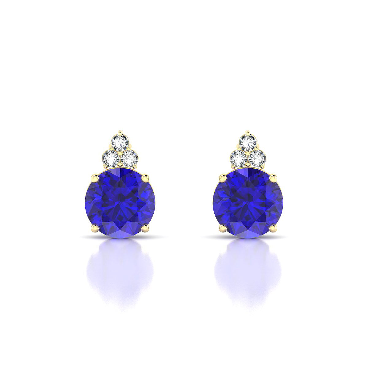 Mirage | 18k Yellow Gold 8 mm Round Tanzanite Earrings