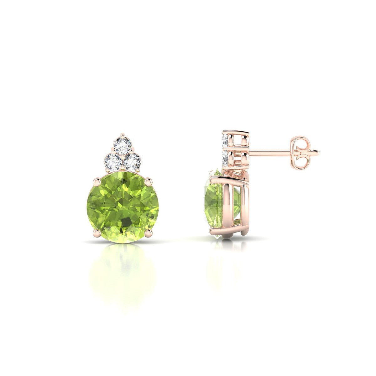 Mirage | 18k Rose Gold 8 mm Round Peridot Earrings