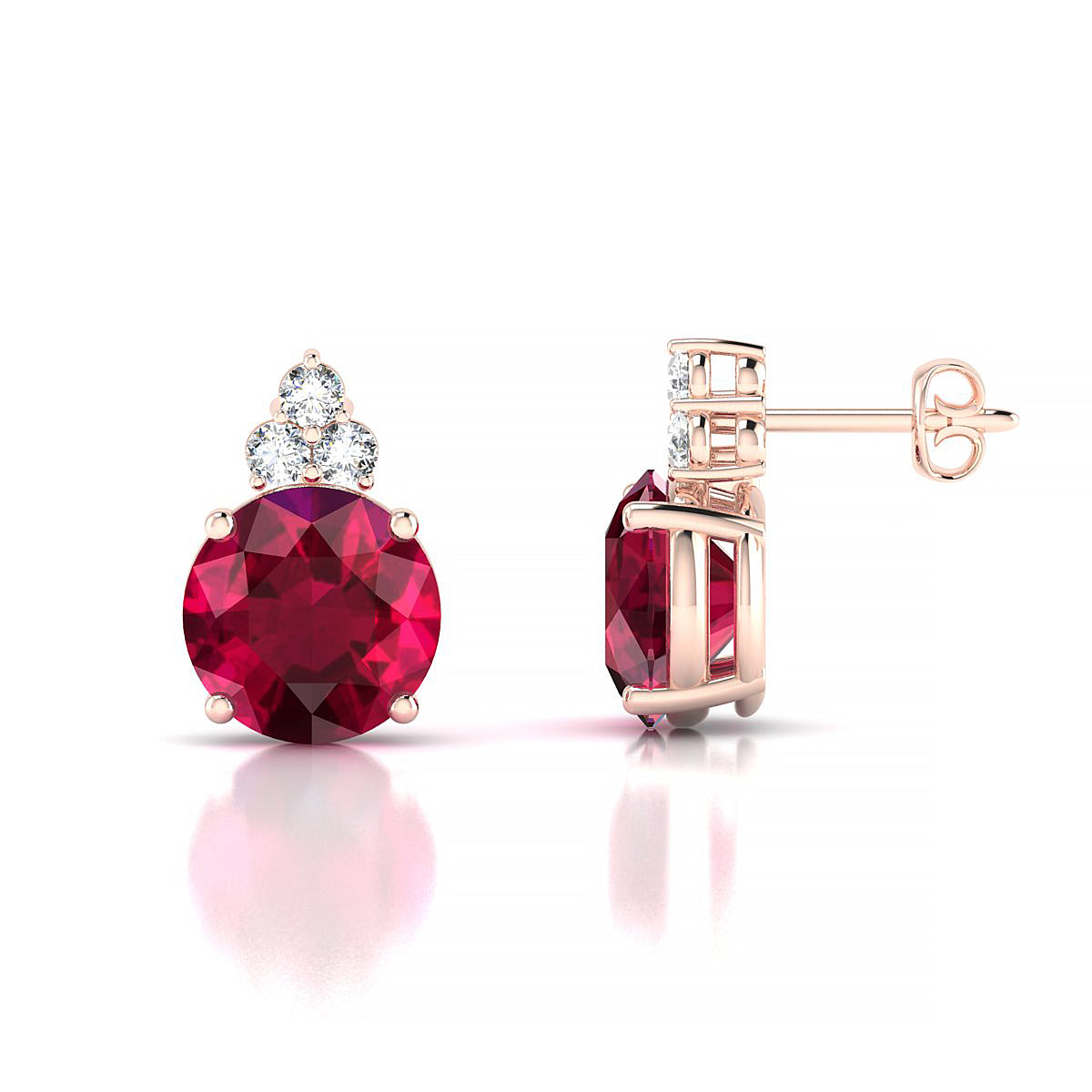 Mirage | 18k Rose Gold 8 mm Round Ruby Earrings
