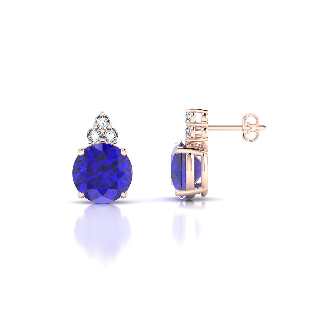 Mirage | 18k Rose Gold 8 mm Round Tanzanite Earrings