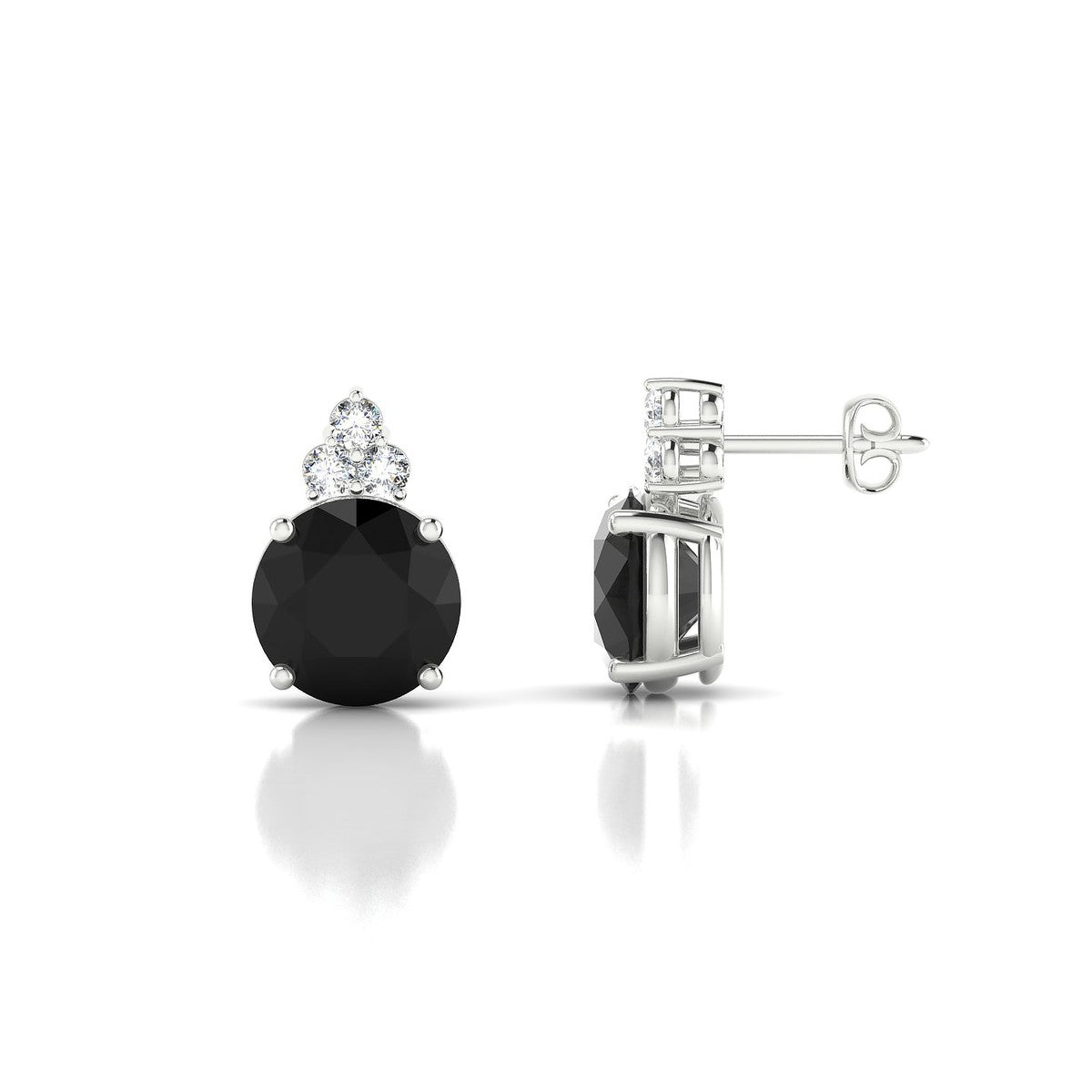 Mirage | 18k White Gold 8 mm Round Black Diamond Earrings
