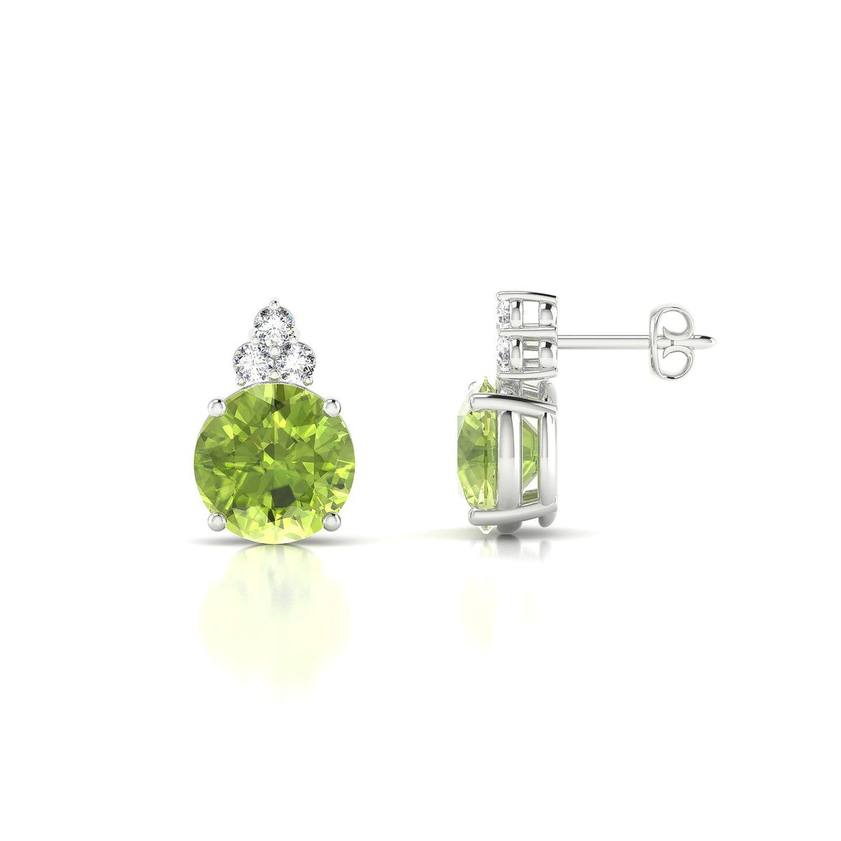 Mirage | 18k White Gold 8 mm Round Peridot Earrings