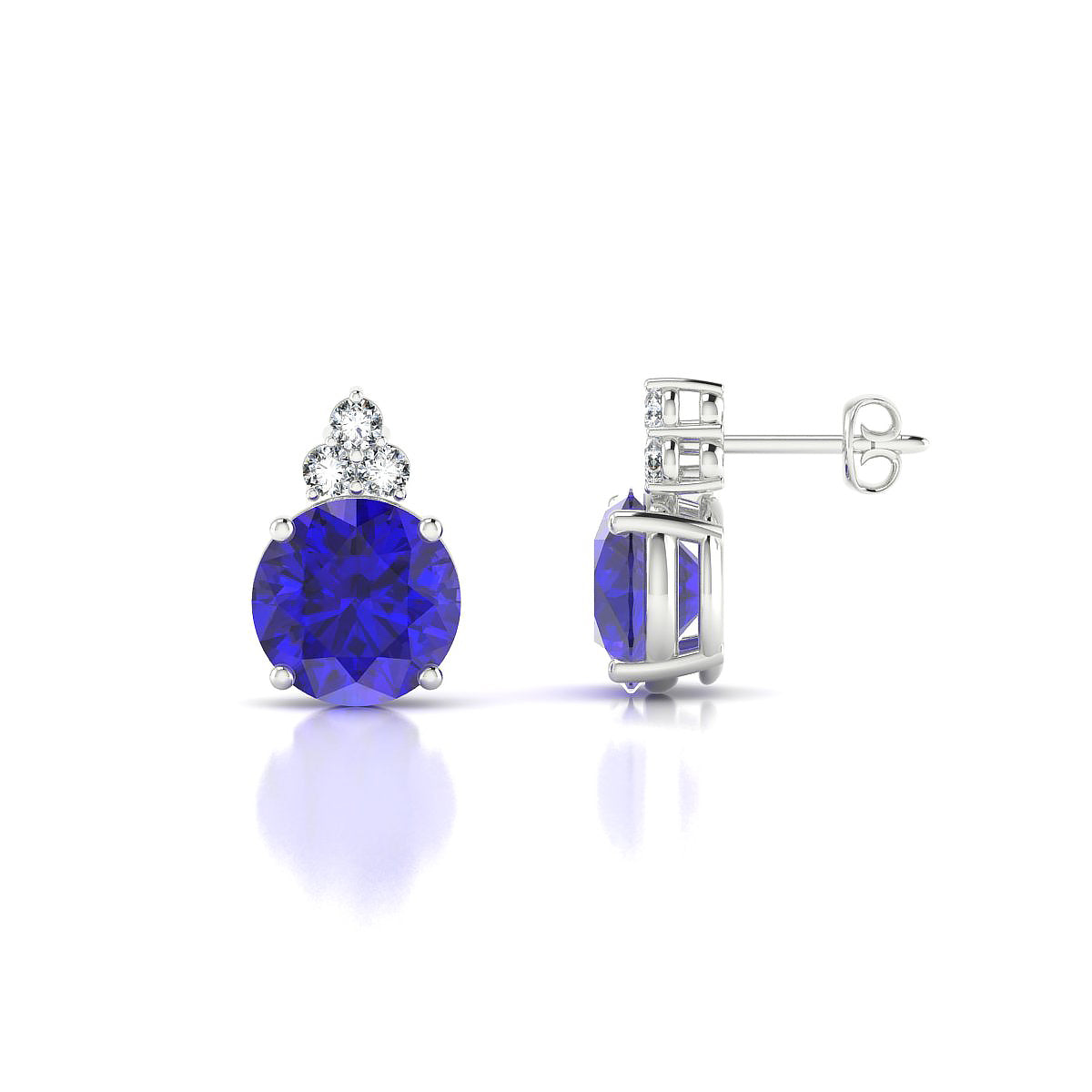 Mirage | 18k White Gold 8 mm Round Tanzanite Earrings