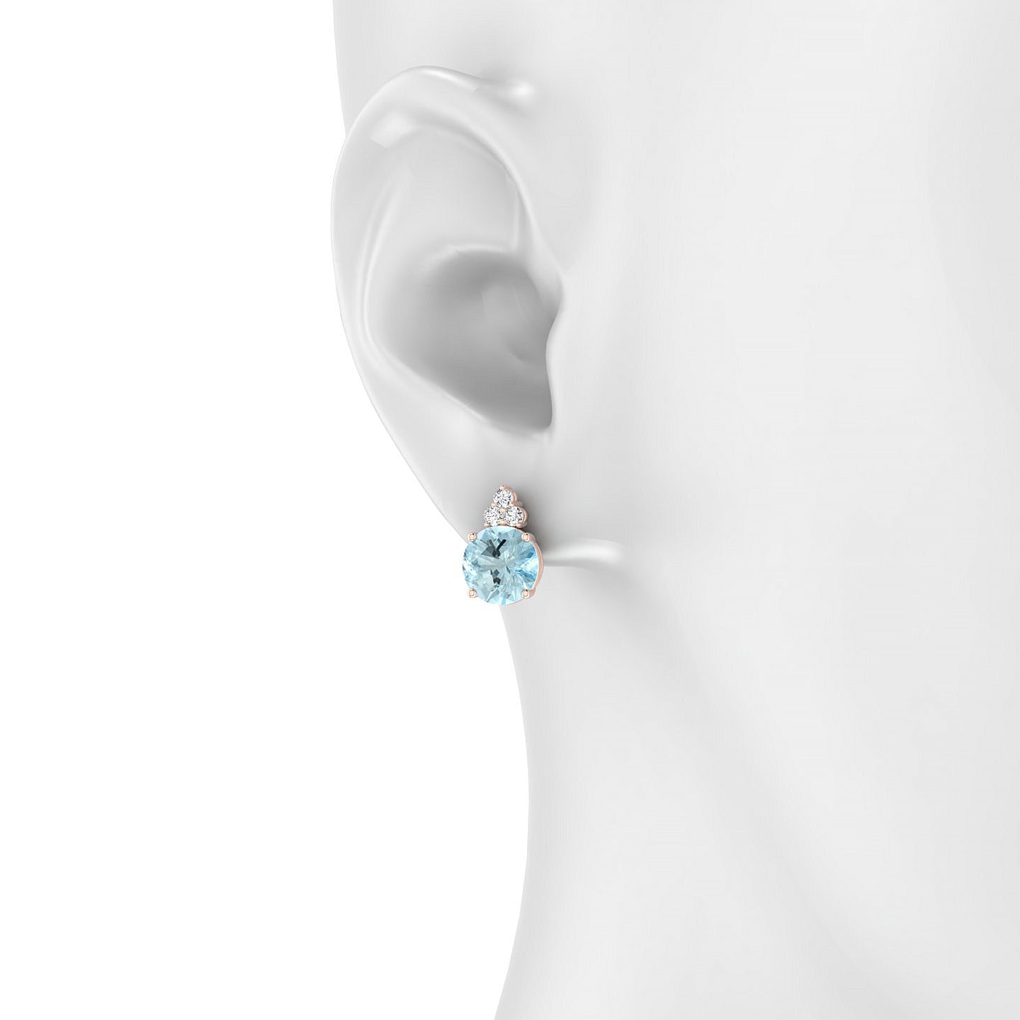 Mirage | 18k Rose Gold 8 mm Round Aquamarine Earrings