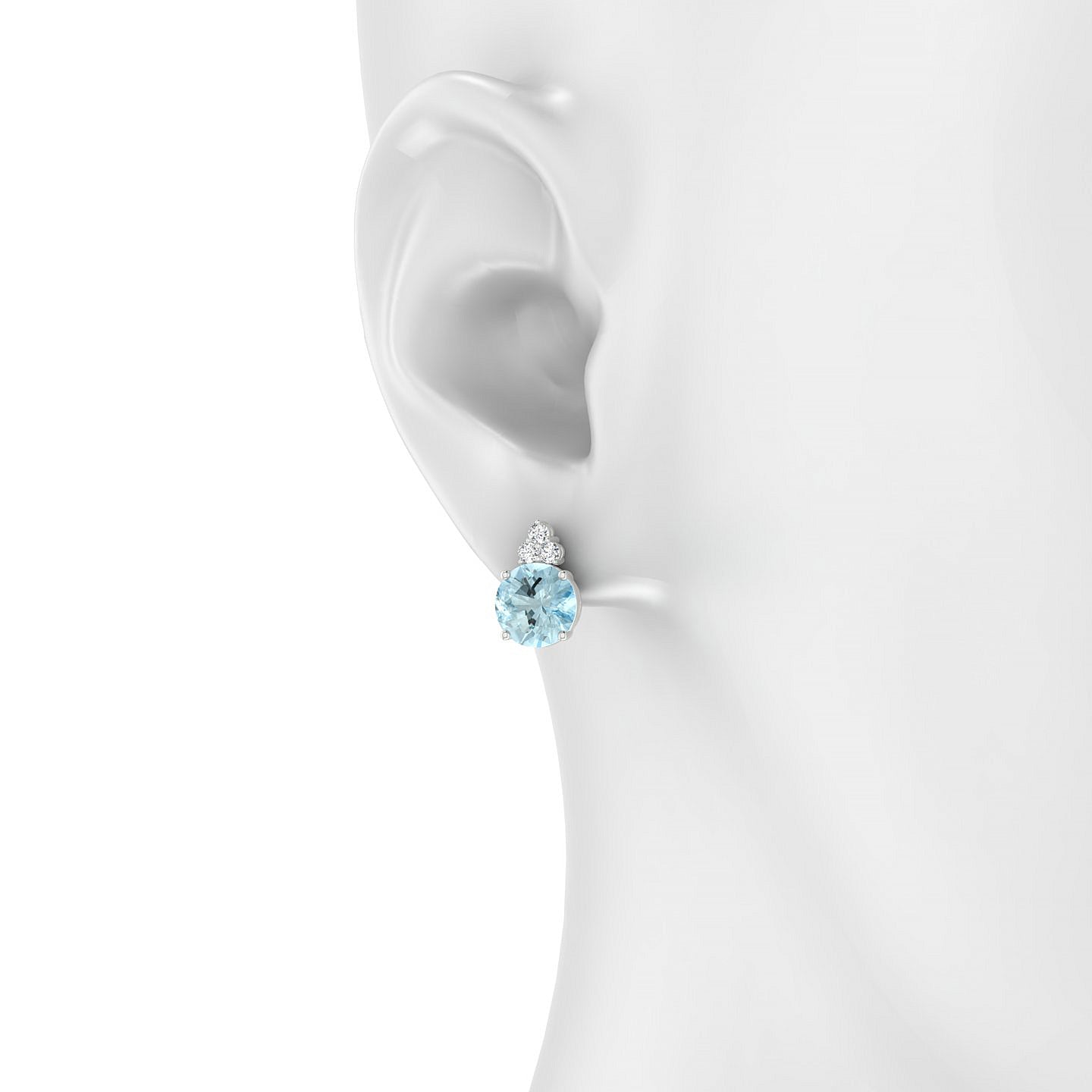 Mirage | 18k White Gold 8 mm Round Aquamarine Earrings
