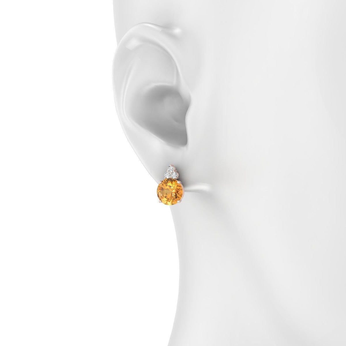 Mirage | 18k Rose Gold 8 mm Round Citrine Earrings