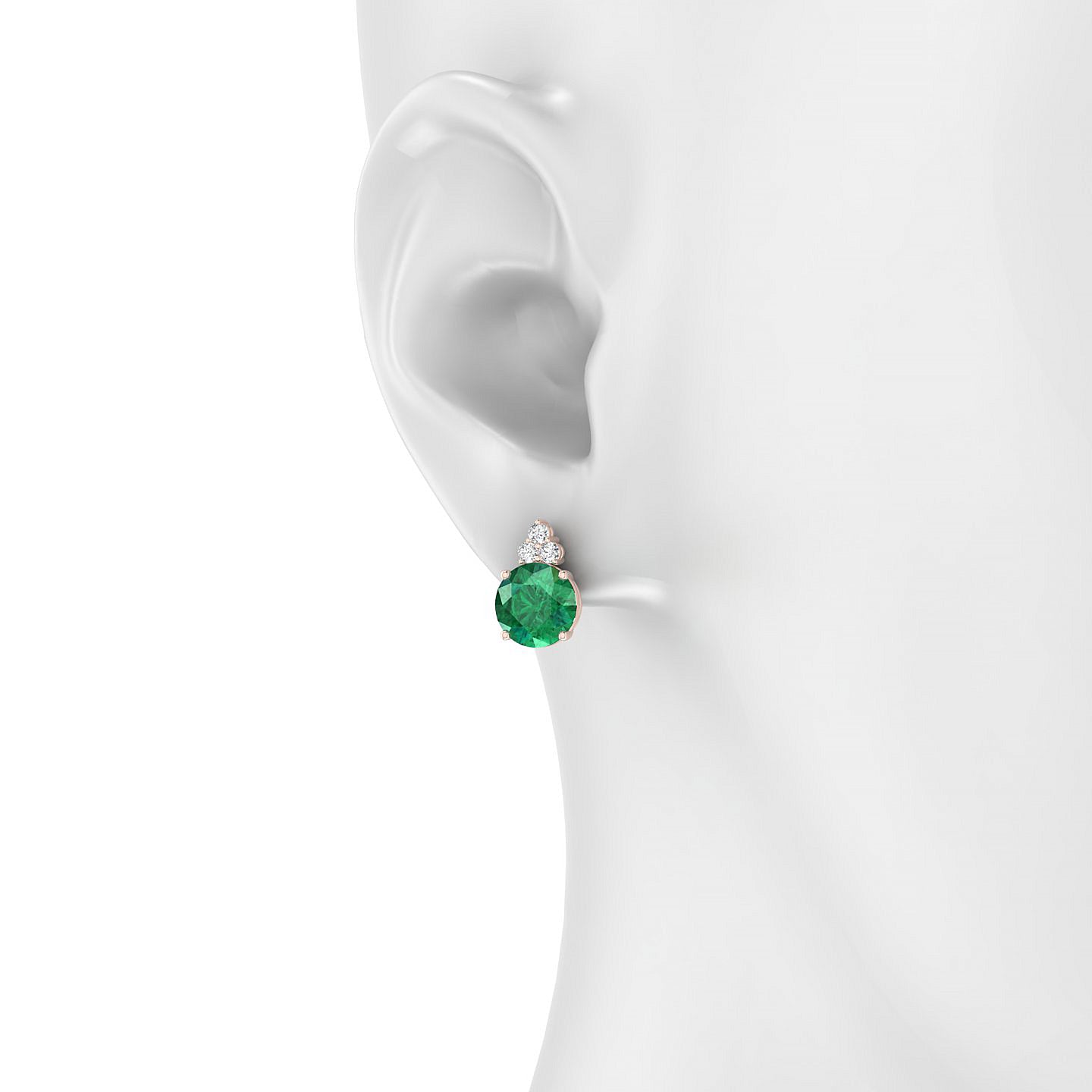 Mirage | 18k Rose Gold 8 mm Round Emerald Earrings