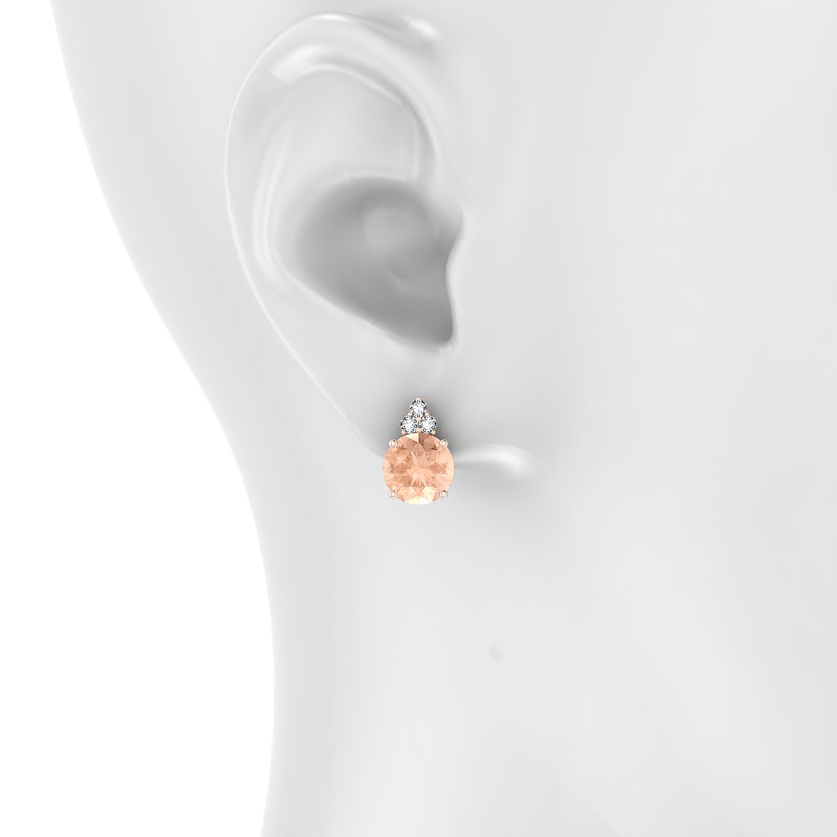 Mirage | 18k Rose Gold 8 mm Round Morganite Earrings