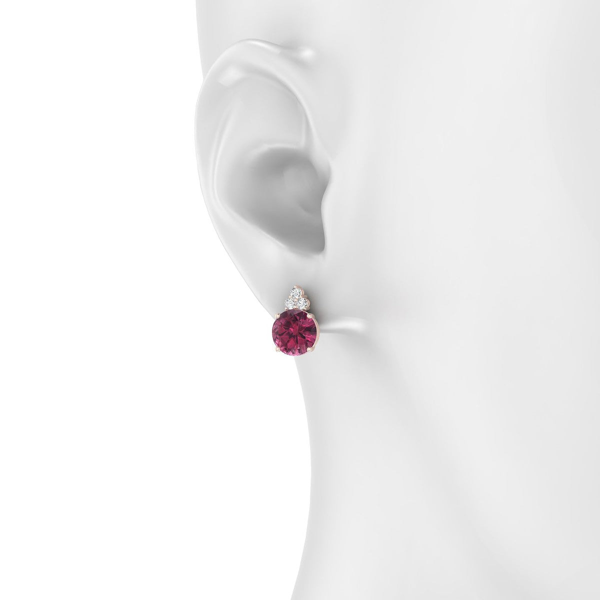 Mirage | 18k Rose Gold 8 mm Round Rhodolite Earrings