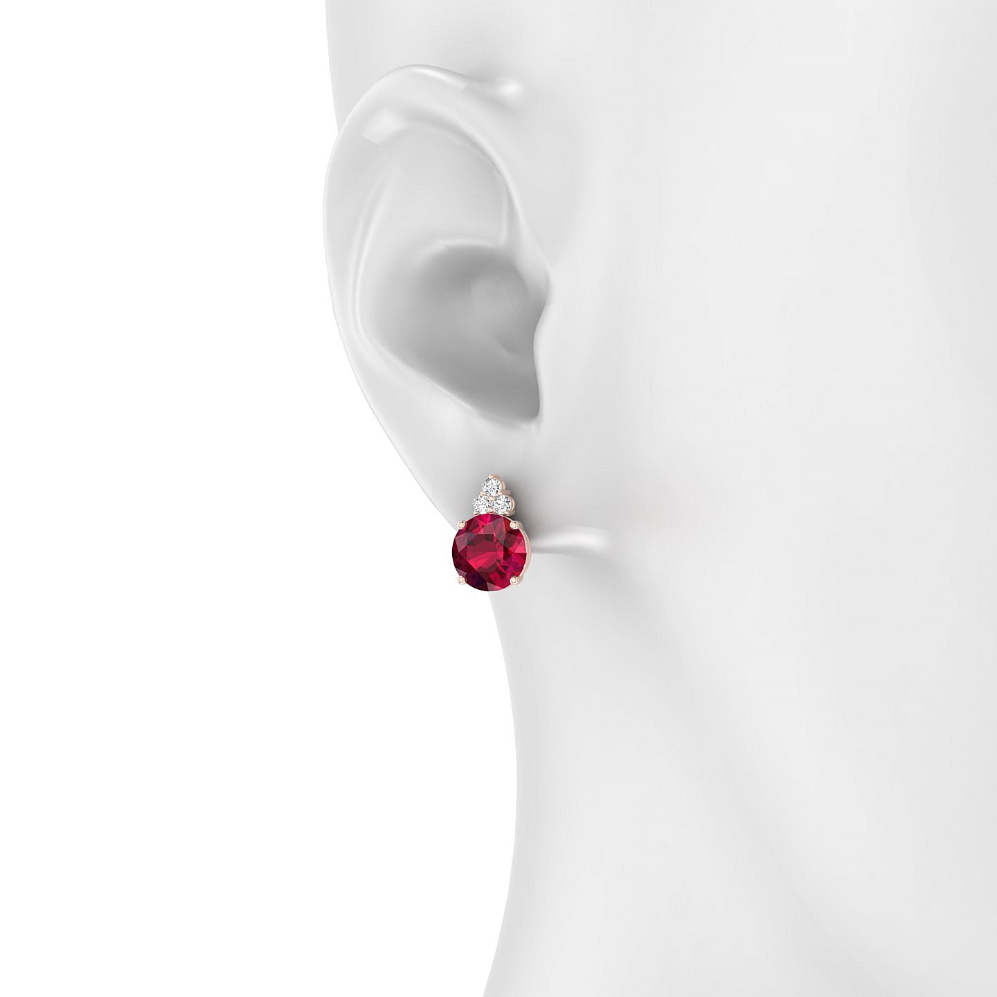 Mirage | 18k Rose Gold 8 mm Round Ruby Earrings