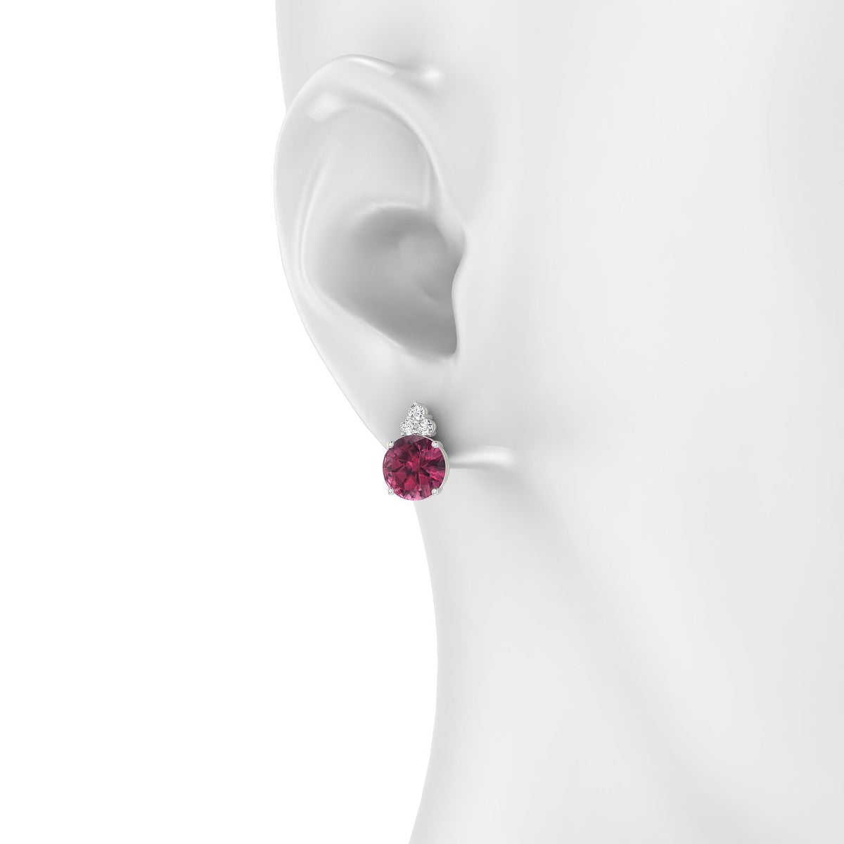 Mirage | 18k White Gold 8 mm Round Rhodolite Earrings